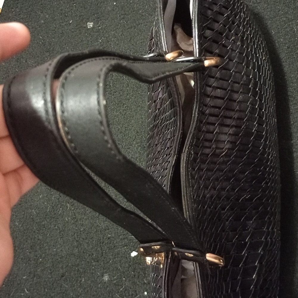 Cole Haan Black Open Weaved Leather Tote - Picture 8 of 9